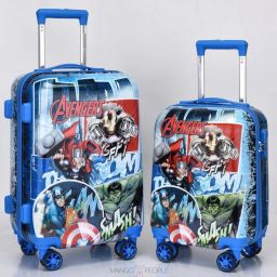 Hard Body Set of 2 Luggage 8 Wheels - Kids Suitcase (16/20 inch) 8 Wheels - Mini Scooter Printed Suitcase - Blue-image-44