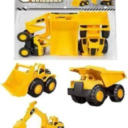 Unbreakable Super Builder Complete Set 3 in 1 Dumper, Excavator, Bulldozer Small Size Construction Toy for Kids | Push and Go Construction Toy for 3+ Year Childrens-16
