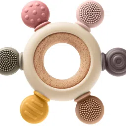 Baby Teething Toys Silicone Teethers BPA Free Silicone Rudder with Wooden Teether-27