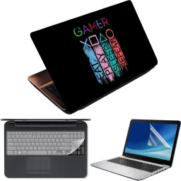 Finest 3 in 1 Laptop Skin Decal Vinyl Pack 15.6 inch with Screen Guard and Silicone Keyboard Protector - Printed Gamer EPSR Combo Set-picture-10