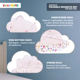 kidsmate Polyester Infants Washable Foldable Baby Mosquito Net | Bottomless Net for Infant Bed | Age 0-24 Months Mosquito Net image 4