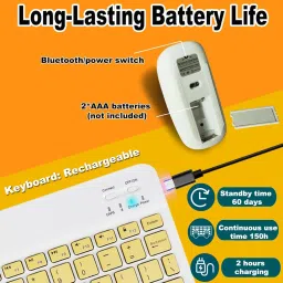YESMALL keyborad with moues Bluetooth Laptop-size Multi-device Keyboard Compatible with iPad image 3