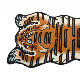Exotic India Brown and Black Desert-Sun Tibetan Tiger Wool Yogic Asana Floor Mat-image-71