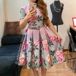 Women A-line Multicolor Midi/Calf Length Dress-image-132