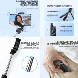 DEKOQ DQ-01 Selfie Stick with Tripod Stand,Bluetooth Extendable Tripod Tripod image 2