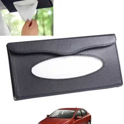 Black Leatherite Rectangle Shape Fancy Design Tissue Dispencer For Car-295 Vehicle Tissue Dispenser-image-86