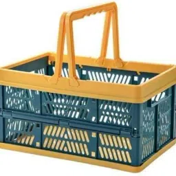 Plastic Plastic Collapsible Storage Crates with Handles, Folding Shopping Baskets, Utility Organizer Bins for Kitchen Bathroom Grocery Storage Basket-image-66