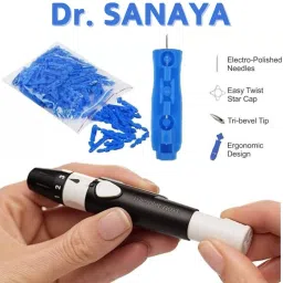 Dr. Sanaya Lancets with MICROLET Lancing Device – 100 Lancets for Adjustable Depth Sampling Glucometer Lancets image 2