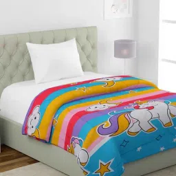 hosta homes Multicolor Unicorn Cotton 210 Reversible Single Bed Comforter-picture-38