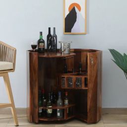 woodsworth from pepperfry Feurus Sheesham Wood Bar Cabinet In Rustic Teak Finish-picture-35