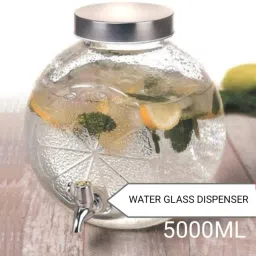 5000ML Round Glass Water & Juice Tank, Dispenser with lid Bottled Water Dispenser-image-7