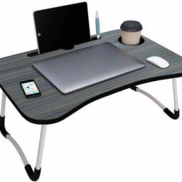 Multipurpose Foldable Table with Cup Holder, Study , Bed ,Table, Portable Wood Portable Laptop Table-8