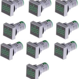 22MM AC 20-500V Voltmeter Square Panel LED Digital Voltage Meter Indicator Light Tester meter Green(PACK OF 10) Voltmeter-18