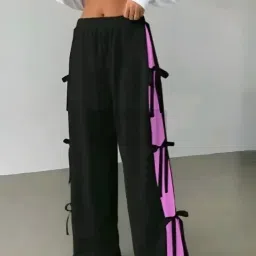 Women Regular Fit Black Cotton Blend Trousers-image-65