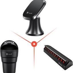 Car Magnetic Mobile Holder, Car Mini Dustbin, Car Parking No Plate Combo-24