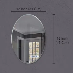 Frameless Oval Shape Mirror, Bathroom Mirror, Wall Décor (White, 18 X 12 Inches) Bathroom Mirror-image-56