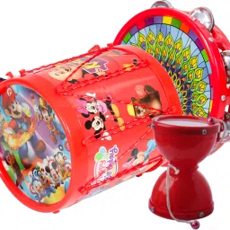 Musical Khanjari(23.7x5cm), Damru(9.5x12.9cm) with Drum(17.4x17.8cm)-27
