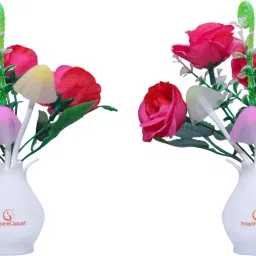 auto ON/Off Sensor Mushroom Shape LED Night lamp with Multicolor Light Illuminated and Flowers - Pack of 2 Night Lamp-10