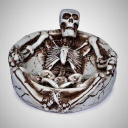 Creation Skeleton White, Black Polyresin Ashtray-19