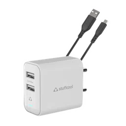 Stuffcool Flow Type A 2-Port Fast Charger (Type A to Type C Cable, Auto Detect Smart IC, White)-11
