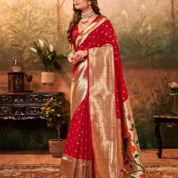 Woven, Self Design Paithani Pure Silk, Silk Blend Saree-image-13