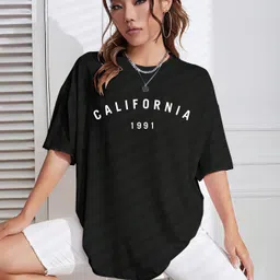 being wanted Women Printed Round Neck Pure Cotton Black T-Shirt-picture-37