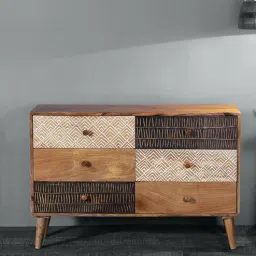 fabuliv Oscar Sheesham Wood Chest Of Drawer in Teak Finish-picture-3