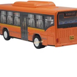 shree jee CNG LOW FLOOR BUS (ORANGE) WITH PULL BACK ACTION TOY image 5