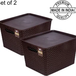 Plastic Fashion H7 Multipurpose Storage Plastic Basket with Lid Use for Kitchen, Vegetables, Toys, Books, Office, Stationery, Utility, Cosmetics, Accessories, Closet, Wardrobe Storage Basket-image-11