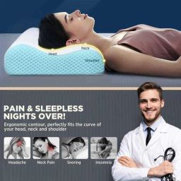 faltomin Cervical Contour Memory Stomache / Side Sleepers / Anti-Snoring Memory Foam Solid Orthopaedic Pillow Pack of 1 image 4