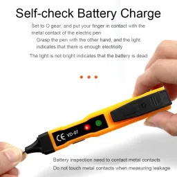 Inductive 70-250V AC/ 250V DC with Sound Light Alarm NO Battery Digital Voltage Tester-16