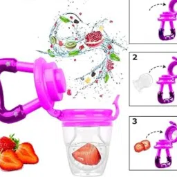 Silicone Food Nibbler with Extra Teat | Soft Pacifier Feeder | Baby Fruit Soother-0
