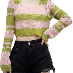 Casual Regular Sleeves Color Block Women Green Top-image-1