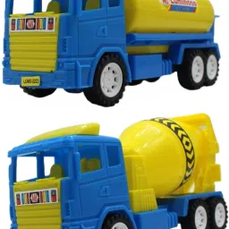 Combo of 2 Friction based Blue|Yellow oil tanker Blue|Yellow cement mixer trucks-40