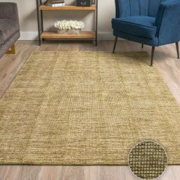 Olive Green & Brown Abstract Wool & Viscose 4 x 6 Feet Hand Woven Carpet by Kaleen India-picture-27
