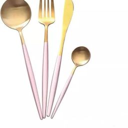 Premium Gold Cutlery with Pink Handle Dinner Set for Home & Corporate Gifting Stainless Steel Cutlery Set-image-8