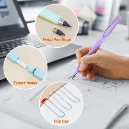 macvl5 LED Desk Lamp Pig Shape with Pencil Sharpener Table Lamp With 2 Pencils Study Lamp image 4