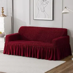 Elastic Stretchable Turkish Bubble Frill Sofa Cover Durable Washable Universal Triple Seater High Elastic (185-230cm) Sofa Fabric-image-14