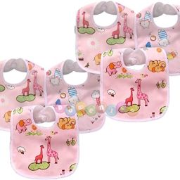 Waterproof Newborn Baby Bibs in Cotton with Plastic Back and Knot/String Closure-image-76