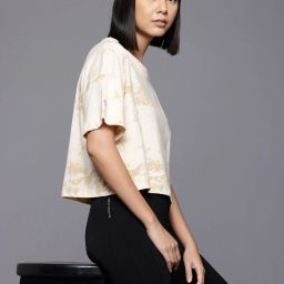 Women Printed Round Neck Cotton Blend White T-Shirt-image-92
