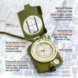 play run ™Professional Multifunction Military Army Metal Sighting High Accuracy Compass image 2