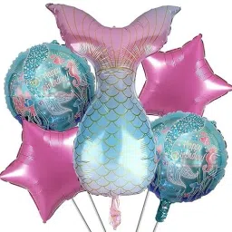 Solid mermaid theme birthday decorations items combo kit set part supplies Balloon-25