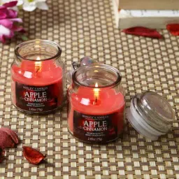 hosley Apple Cinnamon Red Wax Jar Candle-picture-31