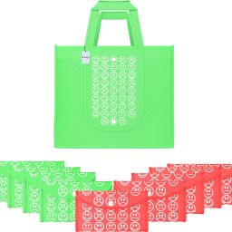 Pack of 10 Smile Foldable Grocery/Shopping Bags For Women | Green & Red Pack of 10 Grocery Bags-image-93