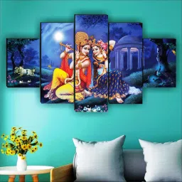 Radha Krishna Wall Décor 5 Panel MDF Digital Reprint 18 inch x 30 inch Painting-31