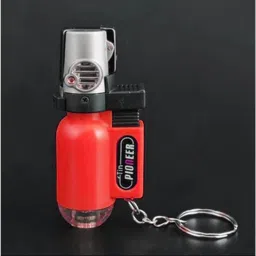 asraw Refillable Cylindrical shaped Windproof Jet Flame Lighter with Fixed Fire Switch ( Red ) (Without Fuel - Empty Lighter) Pocket Lighter image 2