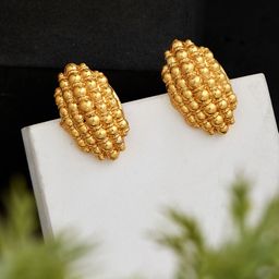 ATIBELLE Gold Plated Contemporary Textured Studded Earrings-42