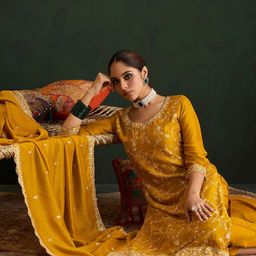 Indo Era Floral Embroidered Thread Work Kurta With Trousers & Dupatta-41