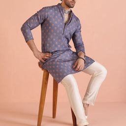 KISAH Men Ethnic Motifs Printed Regular Kurta with Trousers-image-58