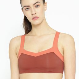 EROTISSCH Rust Orange Solid Non-Wired Lightly Padded Sports Bra AIB-16B-picture-7